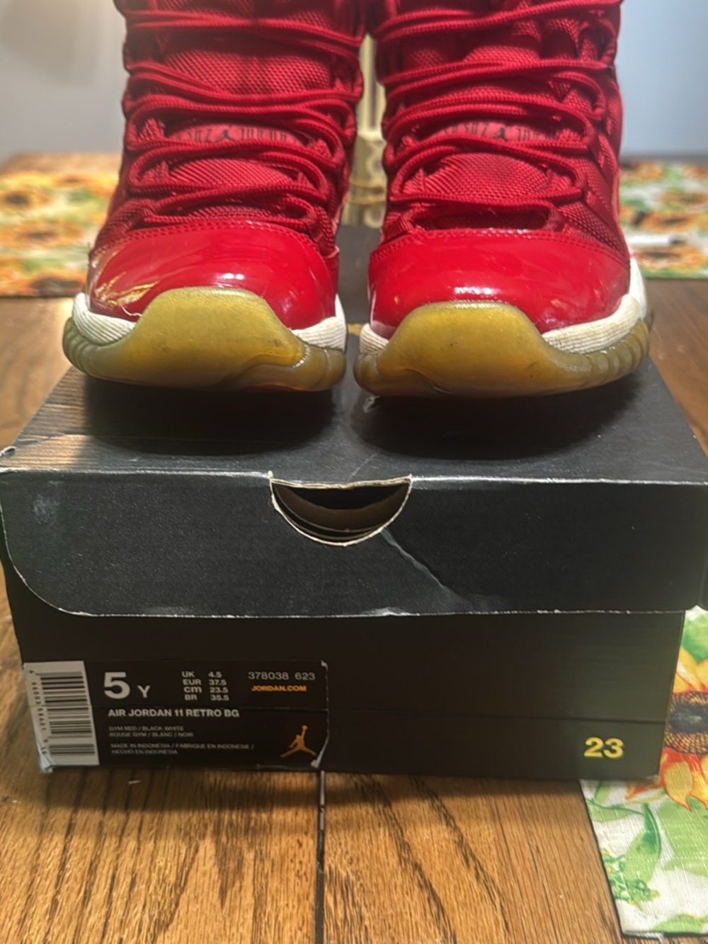 Jordan Kids Red Patent Leather High-Top Sneakers